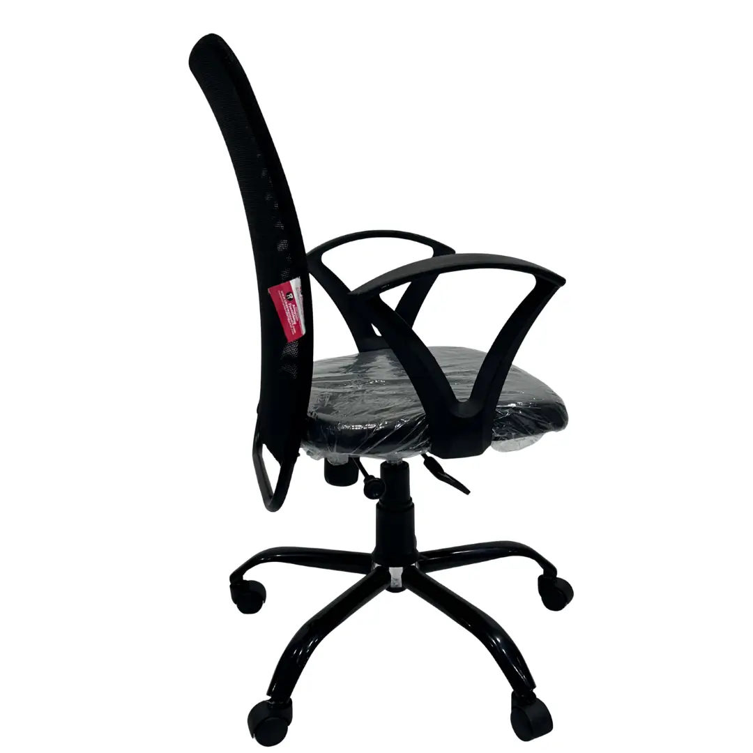 Mid Back Black Mesh Office Chair with Armrest | Ergonomic Workstation Chair - Image 3