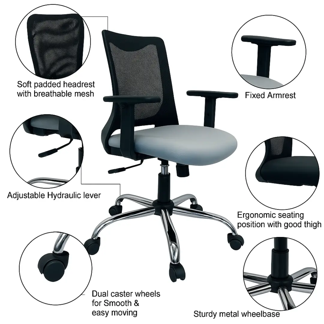Premium Mesh Office Chair with Adjustable Armrest | Ergonomic Executive Chair - Image 4