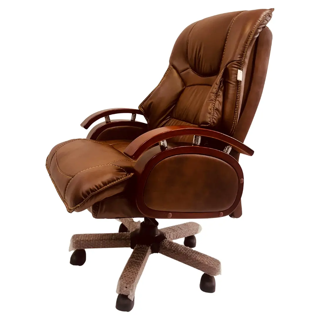 Brown Executive Office Chair with Cushioned Leatherette Finish | Premium Boss Chair - Image 2