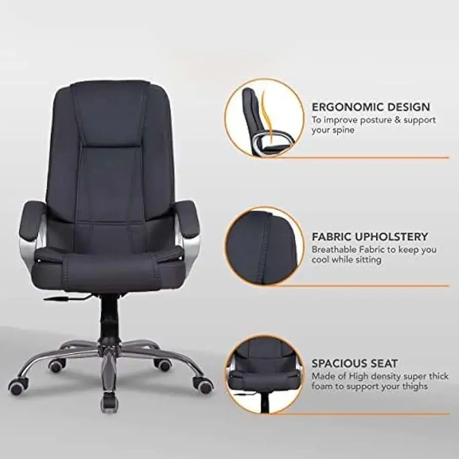 High Back Executive Office Chair with Cushioned Seat | Premium Ergonomic Boss Chair - Image 4