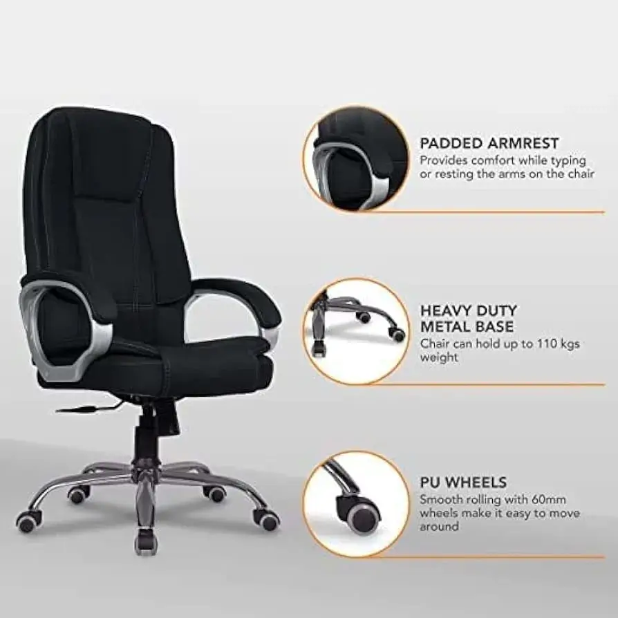 High Back Executive Office Chair with Cushioned Seat | Premium Ergonomic Boss Chair - Image 5