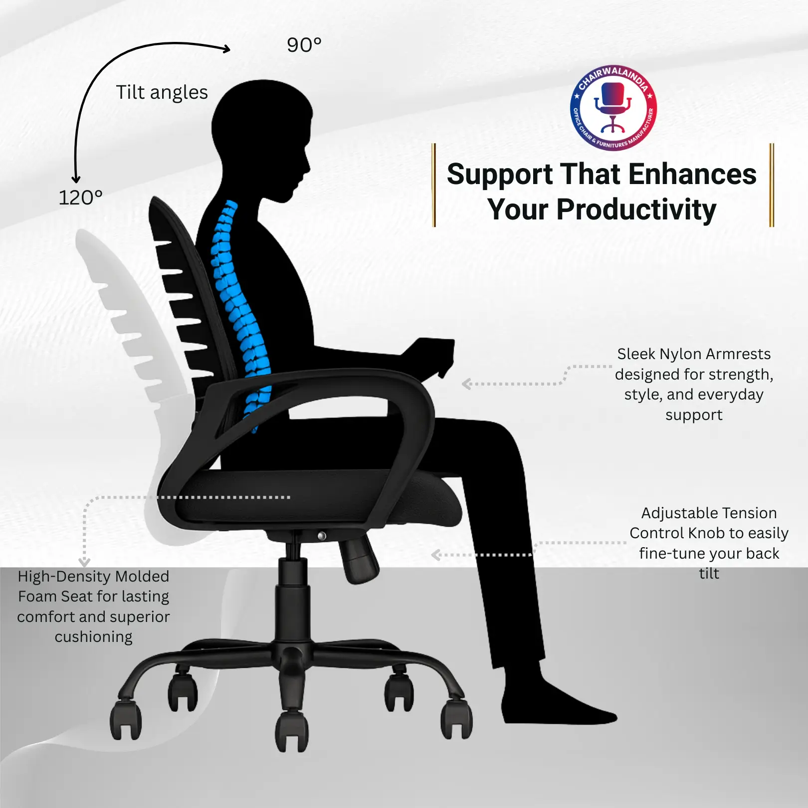 Red Mesh Office Chair with Cushioned Seat | Ergonomic Computer Chair - Image 5