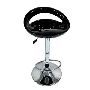 Black Adjustable Bar Stool Chair with Chrome Base | Modern Cafe Bar Chair