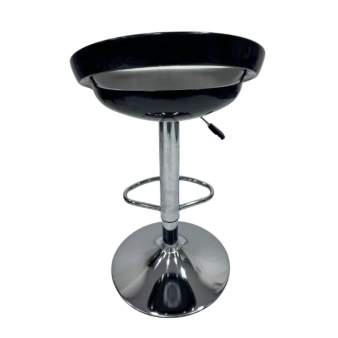 Black Adjustable Bar Stool Chair with Chrome Base | Modern Cafe Bar Chair - Image 2