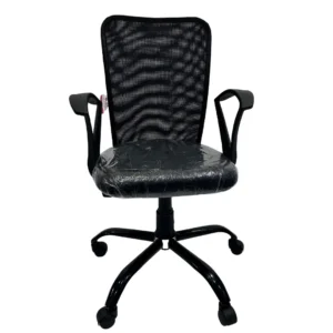 Mid Back Black Mesh Office Chair with Armrest | Ergonomic Workstation Chair