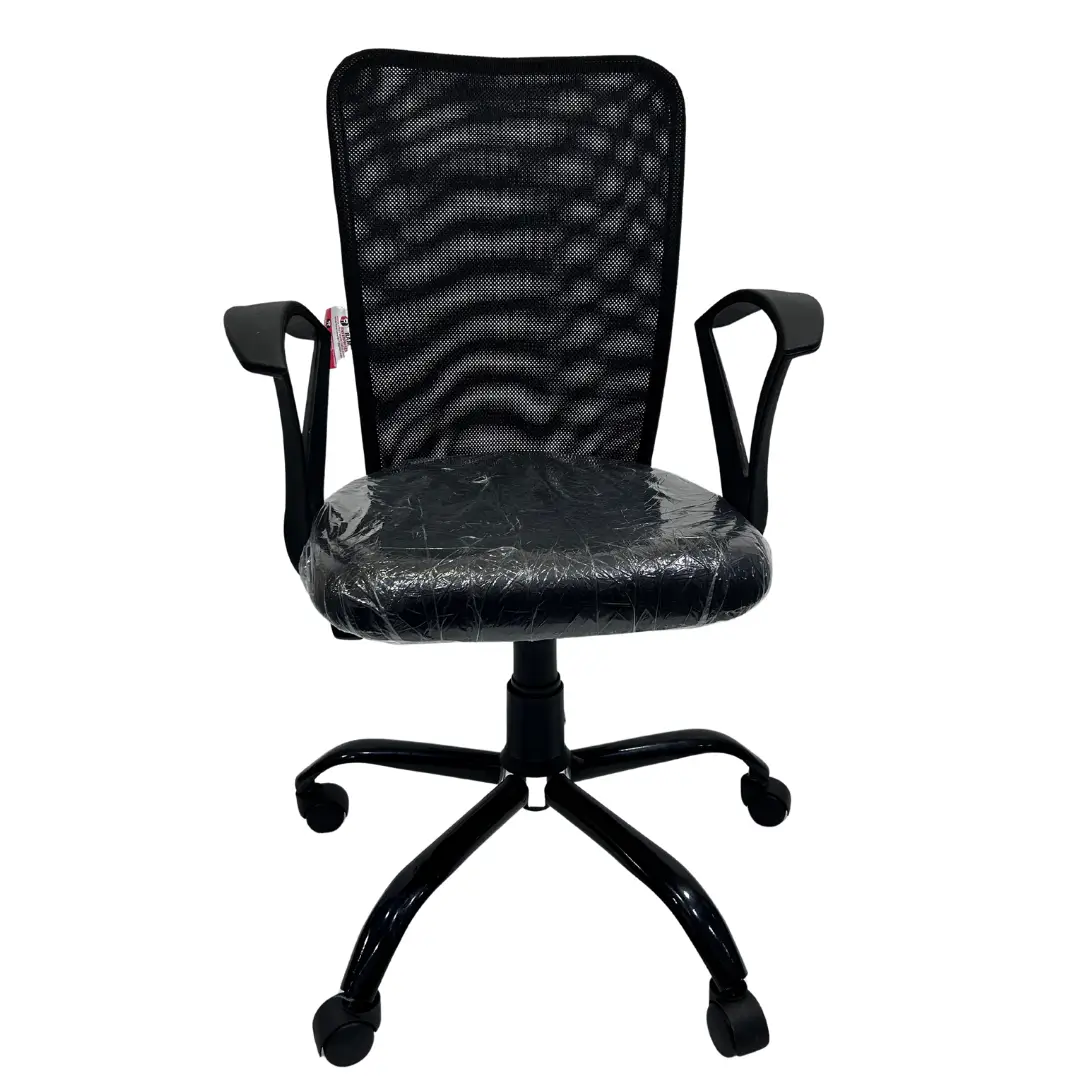 Mid Back Black Mesh Office Chair with Armrest | Ergonomic Workstation Chair