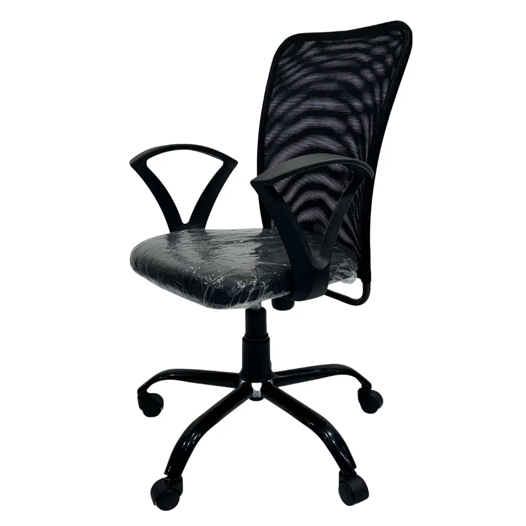 Mid Back Black Mesh Office Chair with Armrest | Ergonomic Workstation Chair - Image 2