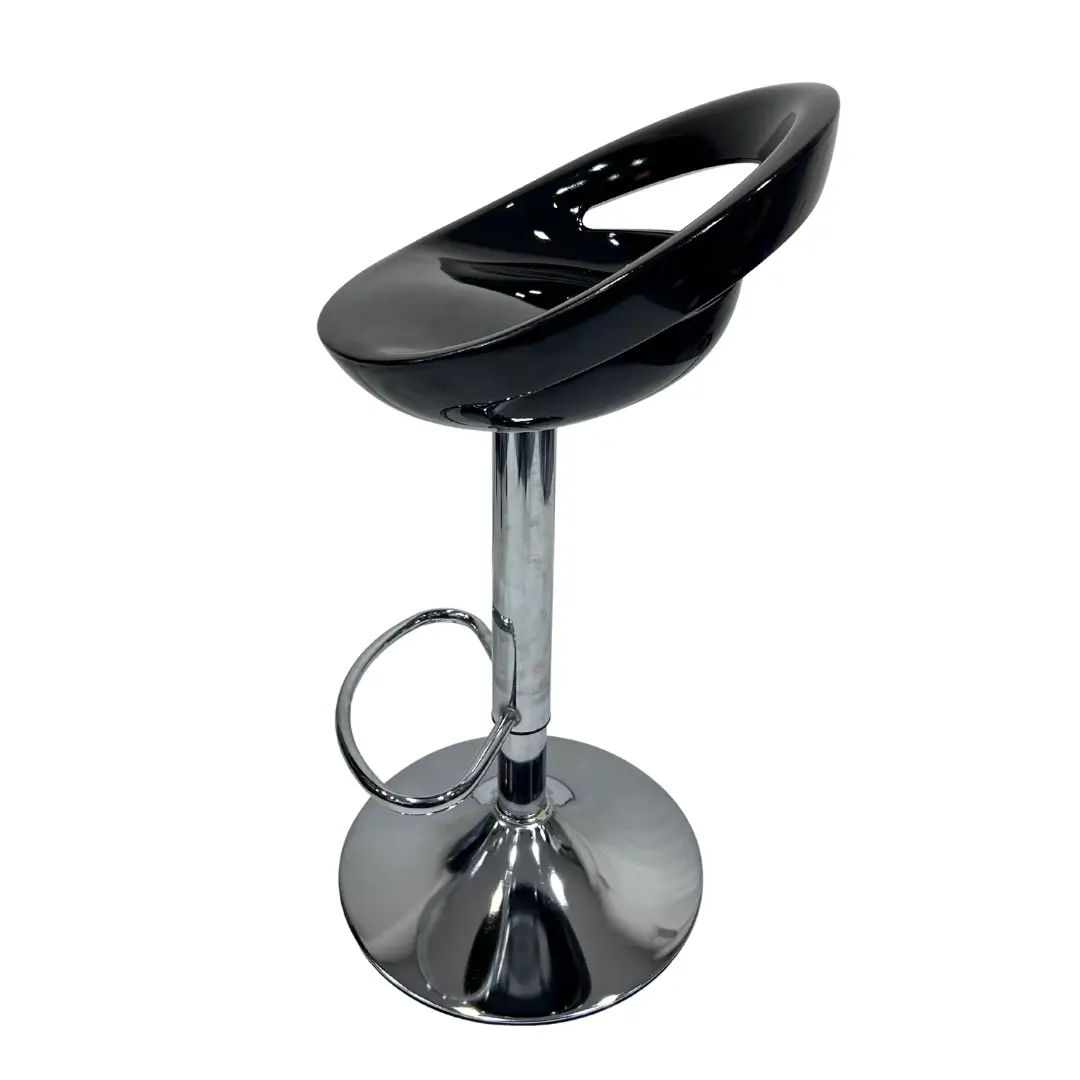Black Adjustable Bar Stool Chair with Chrome Base | Modern Cafe Bar Chair - Image 4